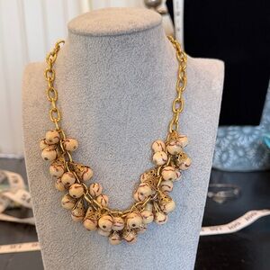 Lenora Dame Statement Necklace | Gold Chain & Beaded Bib | Designer Jewelry